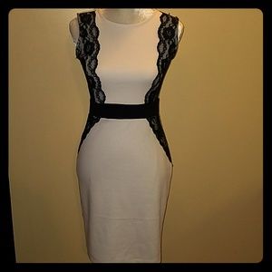 Maurices white dress with black lace detailing